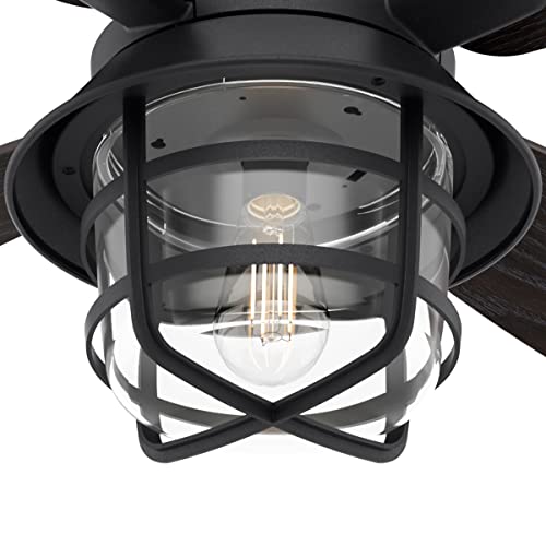 Hunter 52 inch Outdoor or Indoor Ceiling Fan with LED Light and Remote Control - Black Ceiling Fan, Standard Mount, 4 Blades, For Patio, Porch, or Living Room - Port Royale 50391, Natural Black Iron - Image 7