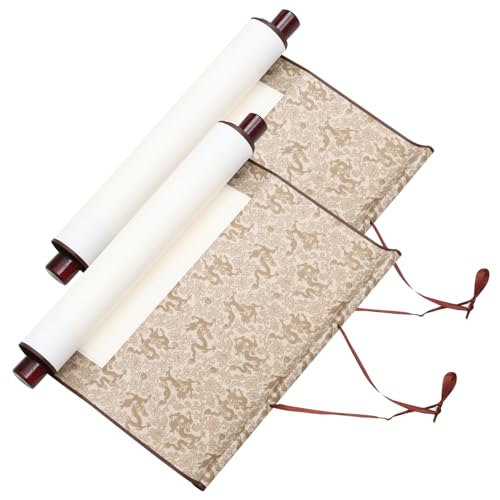 TOKIDNY 2 Piezas mini rollo en rollo de papel para escribir pergamino colgante decorativo en cuelga cuadros pergamino de caligrafía rollo de papel chino Madera Brown