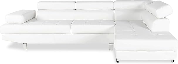 INTENSE DECO Charly - Canapé d'angle Droit avec têtières relevables Blanc