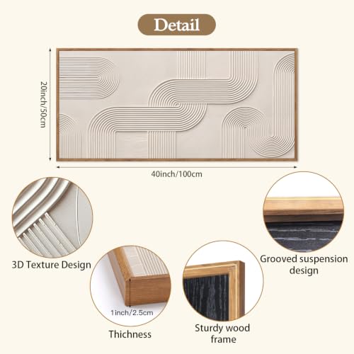 Image of CHDITB 3D Horizontal Geometric Arch Wall Art, Neutral Impasto Wall Decor