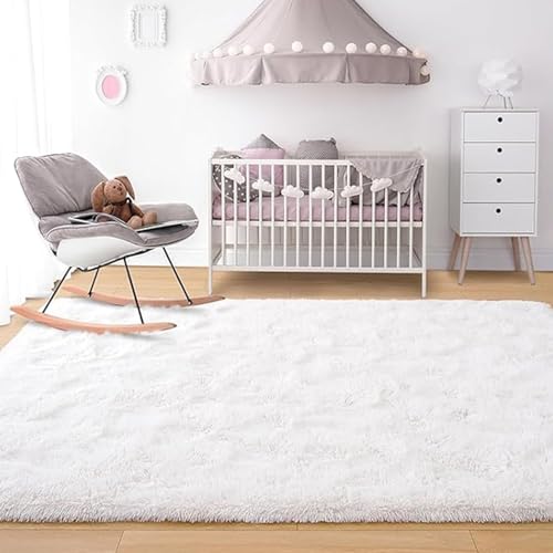Tapis Moderne Doux Salon à Poils Longs Shaggy Blanc 230x330 - 2