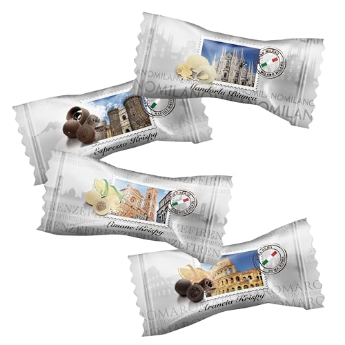HELLMA Italian Selection - 200 Stk. italienische Süßigkeiten einzeln - Mix 5 Sorten - Vorrats-Box - für Hotel, Café