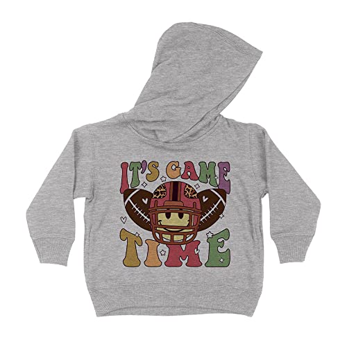 It's Game Time Football Kids Hoodie Sweatshirt Toddler 4T Heather Grey