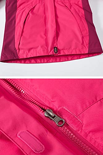 [Gopune] レディース 3in1コート アウター アウトドア ジャケット 裏フリース マウンテンパーカー 登山服 スキー 春秋冬 取り外し可能 ローズレッド 2XL 6枚目