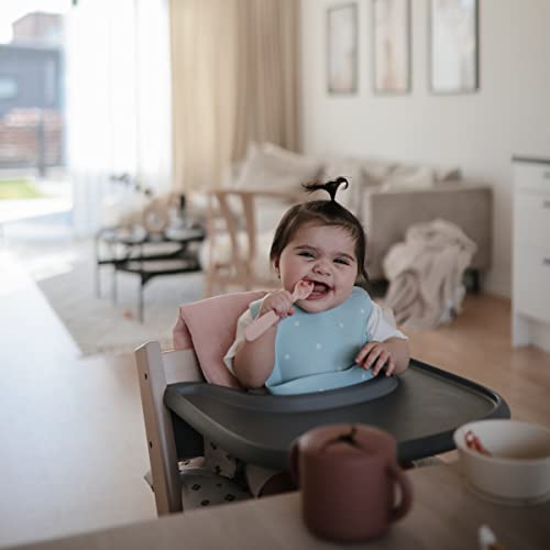 Image of mushie Silicone Baby Bib | Adjustable Fit Waterproof Bibs (White Daisy)