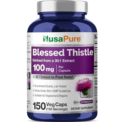 NusaPure Blessed Thistle Seed 100 mg 150 Vegs Capsules (Non-GMO Vegan)