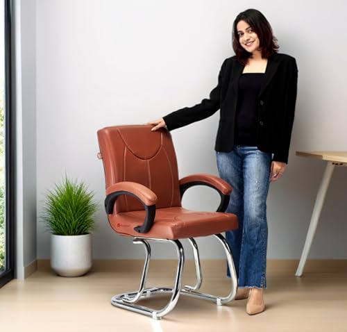Image of Relaxation Chair Made up of Strong and Durable Frame Home Chair Modern Design for Comfort Seating (1, Brown, Double Pipe Chrome Frame)