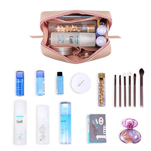 Large Vegan Leather Makeup Bag Zipper Pouch Travel Cosmetic Organizer for Women and Girls (Large, Orange) - Image 4