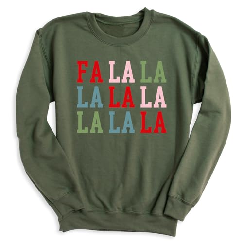 FA LA LA Christmas Sweaters, Merry Christmas Sweatshirt Hoodie, Unisex Crewneck Sweatshirt, Christmas Letter Print Top, Xmas Hoodie