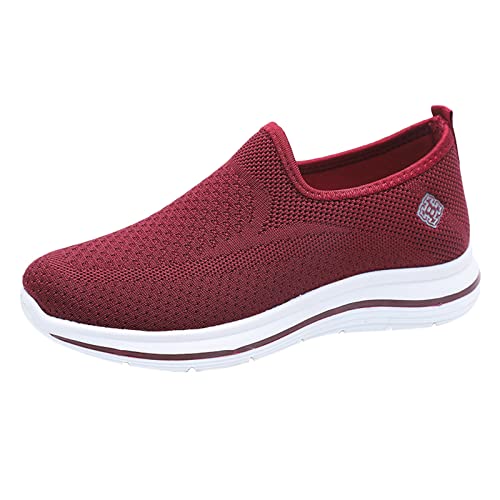 Genérico Zapatillas De Deporte Zapatillas Ortopedicas Mujer Primavera y Verano, Zapatos Deportivos para Mujer, Parte Inferior Plana y Parte Inferior, Malla Tejida con Zapatos De Seguridad (Red, 41)
