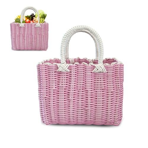 Tasche Einkaufskorb Geflochten, Korbtasche Handtasche, Strandtasche...