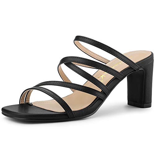 Allegra K Women's Strappy Block Heels Slide Heel Sandals