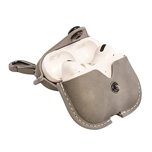 Image of Emmett Case Compatible with Airpods Pro, Premium PU Leather AirPods Pro Case Cover (Grey)