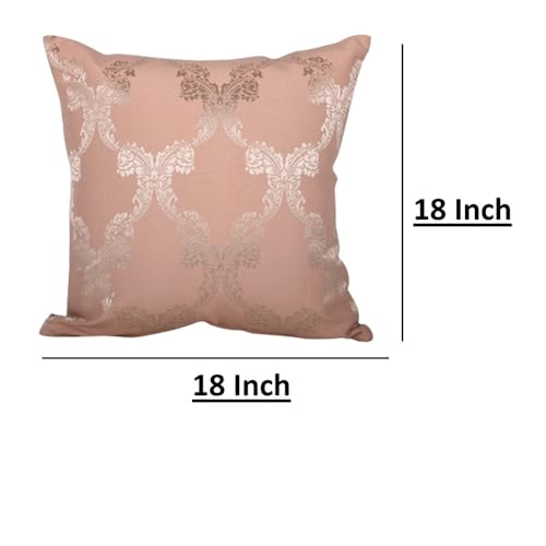 Image of Home- The Best is for You Decorative Designer Self Design Cotton 275 TC Cushion Covers Pack of 2 (Peach Ogee, 18X18 Inch) Ideal for Sofas, Chairs, Cars & Hotels