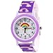 OFFCUP Kinderuhr, Kinder Uhren Analog, 3D Cartoon Lernuhr Quarzwerk, Silikon Uhrenarmband, 3 Jahre bis 11 Jahre, Armbanduhr Mädchen Junge Kinder analoge Quarzuhr -Hellvioletter Regenbogen