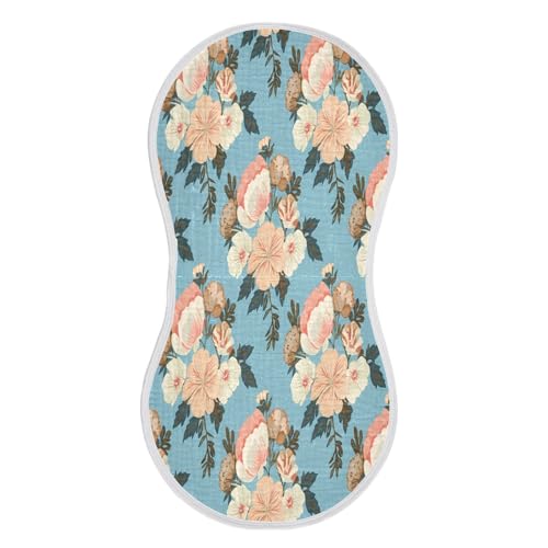 Kigai Flowers Burp Cloths for Baby 4-Layer Cotton Muslin Burping Cloths 22x11 inch Super Soft & Absorbent Spit Up Burp Rags for Newborn Boys Girls 1 Pack