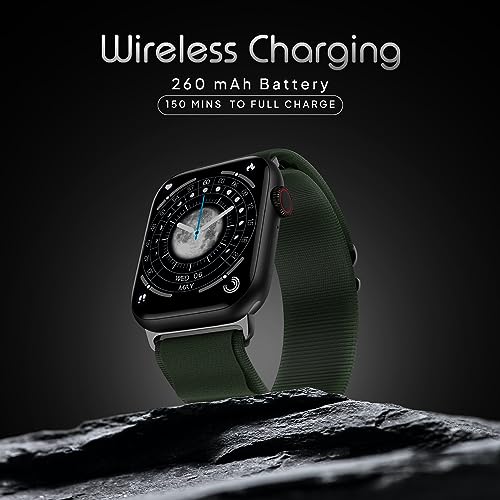 Image of Fire-Boltt Vogue Large 2.05 inch Display Smart Watch, Always On Display, Wireless Charging, App Based GPS with Bluetooth Calling & 500+ Watch Faces (Green)