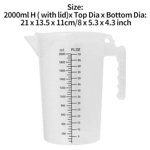 Vaso medidor plástico transparente 2000 ml con tapa miniatura 7