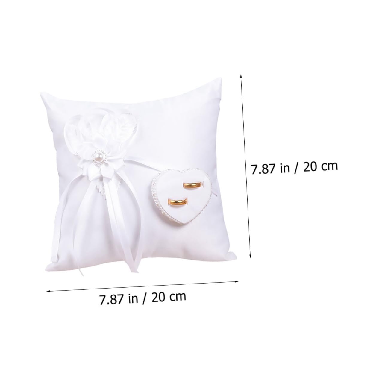 KOMBIUDA 1pc White Floral Pillow Heart Shape for Wedding Ceremony Engagement and Home Decor Delicate Design for Romantic Atmosphere