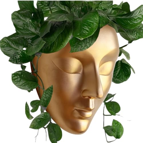 Image of Ceramic Lady Face Wall Hanging Planter (7 Inches, Copper) | Abstract Face Vase for Indoor Plants | Succulent Planter for Living Room, Balcony & Office Decor | Aesthetic Home Decor Gift