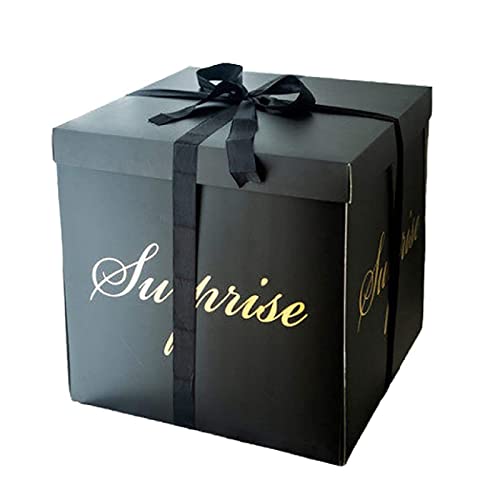 サプライズボックス Surprise balloon Box アルミ風船 ハート 飾り付けセット プロポーズ 告白 バルーンボックス Happy Valentine's Day おしゃれ ギフトボックス 誕生日 パーティー (ブラックボックスだけ, 50*50*50cm)