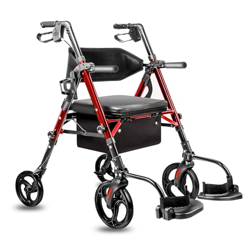 Flyingjoy 2-in-1 Rollator Walker with Seat for Seniors, 300...