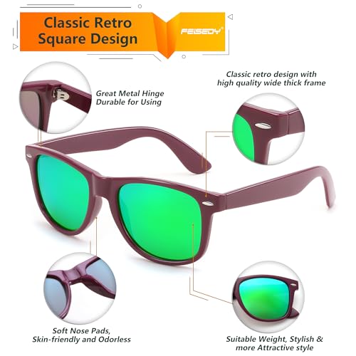 Image of FEISEDY Classic Square Retro Polarized Sunglasses Women Men 80s Sun Glasses Trendy UV400 B1858
