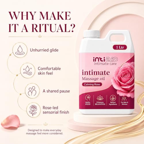Image of Rose Intimate Massage Oil. Luxuriously Scented Self-Care Oil for Personal Moments. Sensual Touch for ultimate Pleasure & Relaxation - 1Ltr