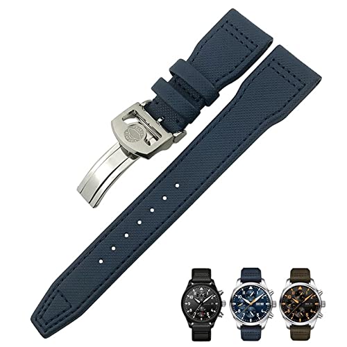 Bracelet montre nylon 21mm bleu KLVN idéal pour le quotidien et les voyages en avion