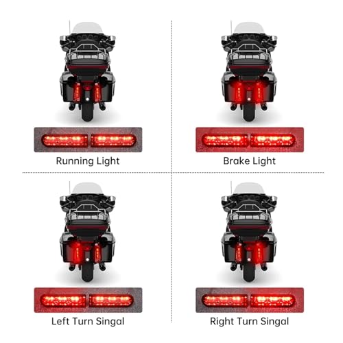 Intermitentes de moto cromados con luz de acento para alforjas Harley Touring 2014-2022 6