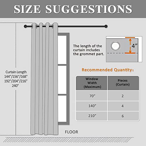 Maiher Total Blackout Faux Linen Extra Long Curtain 204 Inches, Grommet Top, Thermal Insulated Waterproof Window Curtain For 2 Story Living Room, Bedroom (Sand Beige, 50" W X 204" L, 1 Panel) #TOP6