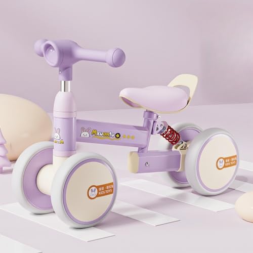 Sprouor子供バランス車四輪ペダルなし1-3-5歳2赤ちゃん滑走歩行車滑車ダンパー付き滑車 (パープル,63*20.5*40-45 cm)