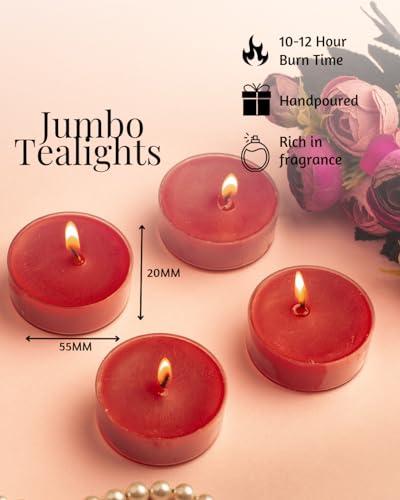 Image of AuraDecor Scented Soy Wax Acrylic Jumbo Tealight Candle, Organic Luxury Aroma, Aromatic /Aromatherapy Votive Candle || Burn Upto 9 Hours (Dark Love, Set of 4 Jumbo Tealight)