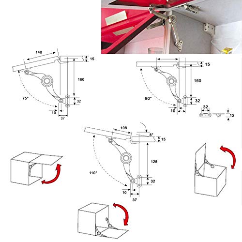 Lystin Lid Support Hinge, 2 Packs Folding Support Hinge Lid Stay With Soft Close, Lid Lift Up Stay Buffer Damper For Kicthen Wardrobe Cabinets Door Toy Box #TOP7