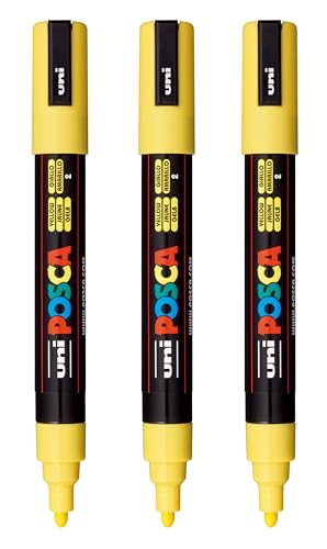 Posca PC-5M Water-Based Paint Markers Yellow (3 Count)
