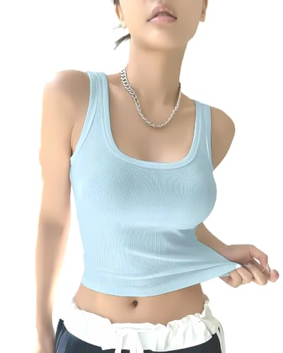 Image of 95% Cotton, 5% Lycra Women's and Girls Solid Ribbed Square Neck Tank Top | Tanktop for Women | Sleeveless Top | Crop Tanktop | Ribbed Tank Top