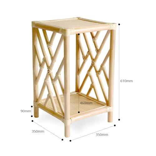 Image of Multi-Purpose Side Table 2-Tier for Living Room, Bedroom & Office - Wooden Top End Table with Storage Shelf, Modern Corner Piece