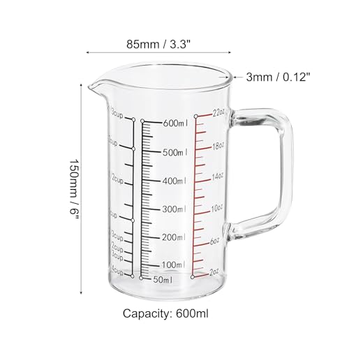 Vaso medidor de vidrio con asa 600 ml transparente miniatura 2