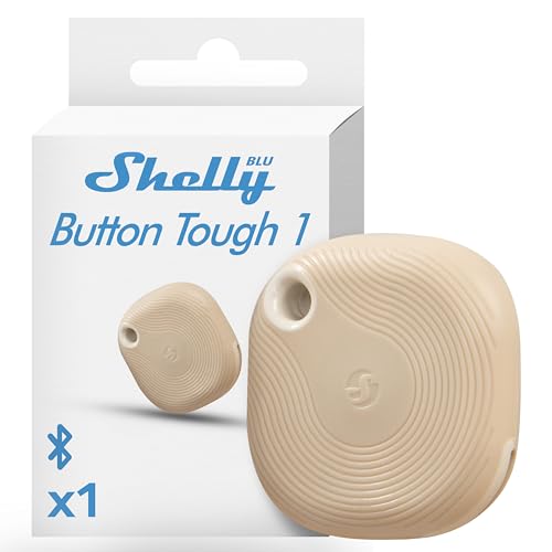 Shelly Blu Button Tough1 Mokka - Smart Scene Bluetooth-Taster, Hausautomatisierung, IP54-Zertifiziert, Große Reichweite (10–30 m), Multi-Klick-Aktivierung, Gateway Erforderlich, BTHome-Protokoll
