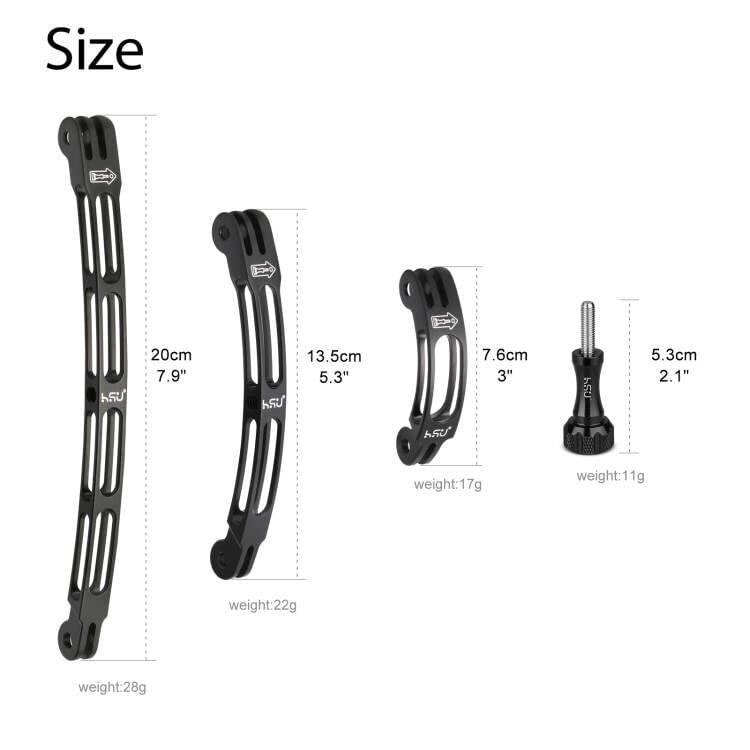 HSU Aluminum Curved Mount Kit for GoPro Curved Extension Arms for Hero 13/12/11/10/9/8/7/6/5/4/3 and Most Action Cameras - Image 2