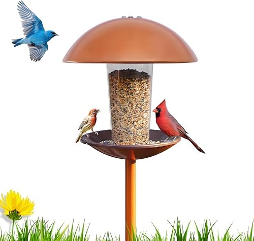 Wild Bird Feeder for a Small Yard: Which Ones Truly Attract Birds? 8 Goodeco Bird Feeder with Pole Standing - Metal Round Outdoor Bird Feeder for Wild Birds, Perfect for Yard Lawn Garden and Patio Decorations, Ideal Gifts for Mom Dad Grandparents (Round)
