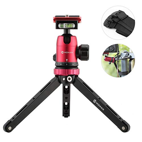 Moman Tabletop Tripod with 360 Camera Ball Head, with 1/4 and 3/8 Screws
