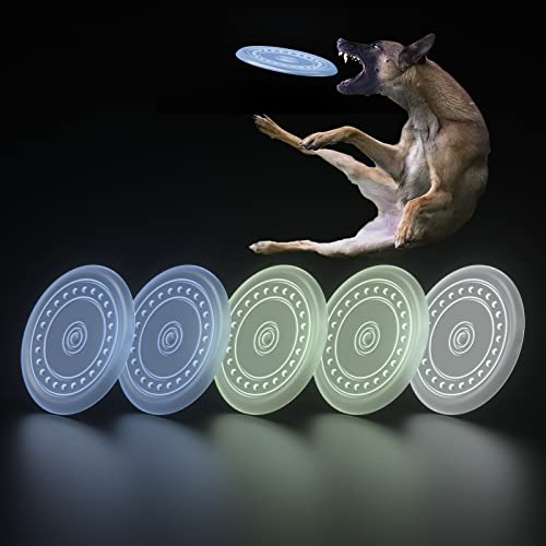 Tipatyard 5-Pack Rubber Dog Flying Disc Puppy Flyer Toys Glow Training Interactive Toys For Small Medium Large Dogs, 6 Inch #TOP3