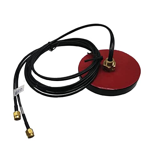 CompuPort 5G LTE Puck Antenna MIMO Omni-Directional with Dual-Diversity 2x3' SMA Male Connector Cables Designed to Work with Sierra Airlink, Teltonika, Microhard, DiGi, or Any SMA modems