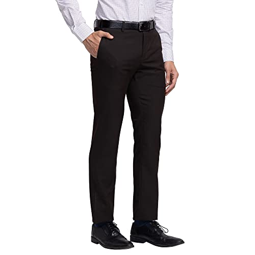 Image of Raymond Men's Polyester Blend Solid Pattern Slim Fit Flat Front Formal Trouser