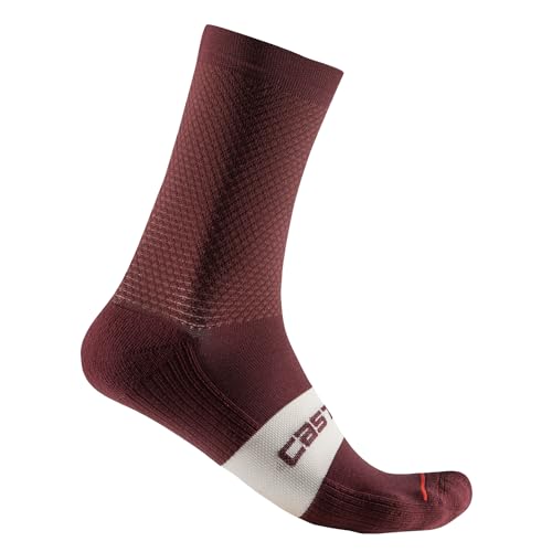 CASTELLI Espresso 15 Sock, Performance Cycling Apparel Sock with Arch Support & Cushion Pad - Deep Bordeaux - Small/Medium