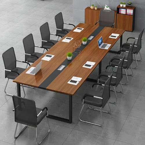 ENWYTE ミーティングテーブル 6-8-12人用 オフィスデスク 大型 160-360cm 会議用テーブル 頑丈で組立簡単 スナップオン接続 安定した耐荷重 長机 事務机 スチールフレーム マルチビーム補強 作業台 会議室やオフィスで複数の人が使用でき