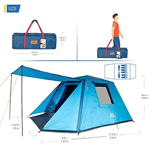 Carpa tipo cabaña para 8 personas con toldo y cubierta completa miniatura 5