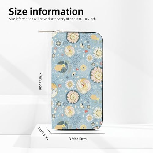 Leather Hand Wallet for Mothers Day Women Card Holder Large Capacity Credit Wallet with Zippering Flower Planet4