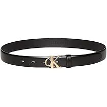 Calvin Klein Donna Cintura Buckle 3,0 cm con Fibbia con Monogramma, Nero (Black, Antique Light Gold), 95 cm